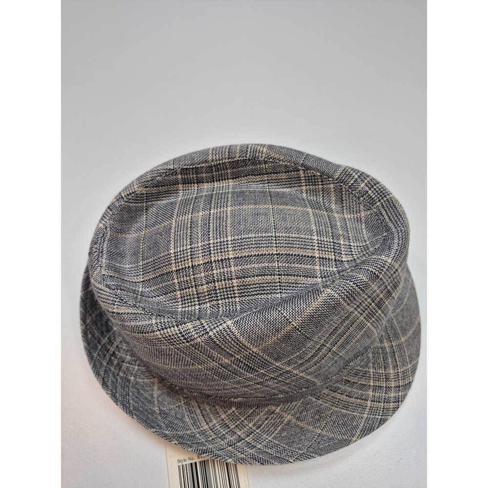 Stetson Fedora Hat Cap Fitted Men's M Gray Plaid Linen Lined Summer Casual - Picture 5 of 10